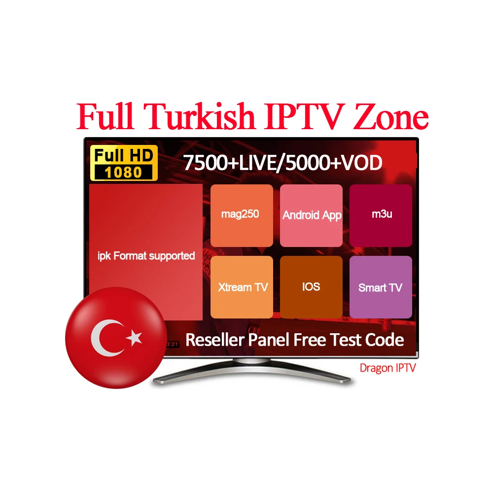 

Turkish IPTV Subscription Rocksat France UK German Arabic Dutch Sweden French Poland Portugal IPTV M3U 7500+LIVE/5000+VOD