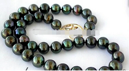 00637 12 ММ Tahitian black fw Жемчужное ожерелье 17"