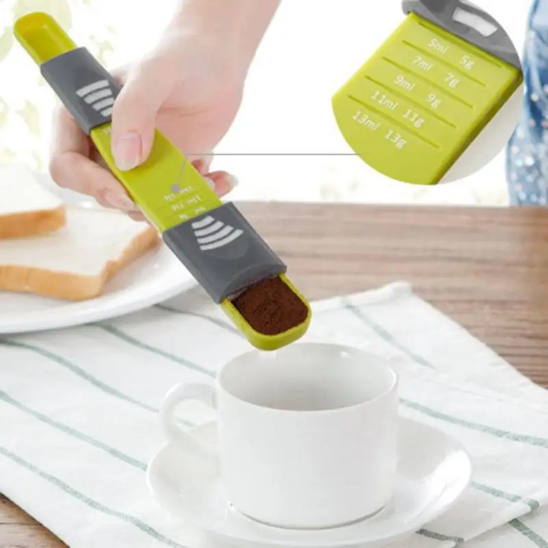

Adjustable Scale Measure Cup Double End Eight Stall Spoon Cookware Measuring Spoon for Soup Coffee Tea Kitchen Accessory
