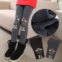 Женские бархатные леггинсы больших размеров теплые штаны с рисунком медведя для девочек 4-12-15 лет плотные зимние штаны без застежки