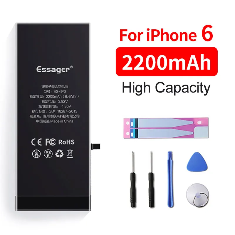 Аккумулятор Essager для iPhone 6 S 6s 7 iPhone 6s Plus с высокой емкостью, перезаряжаемый аккумулятор для мобильного телефона - Цвет: 2200mAh For iP 6