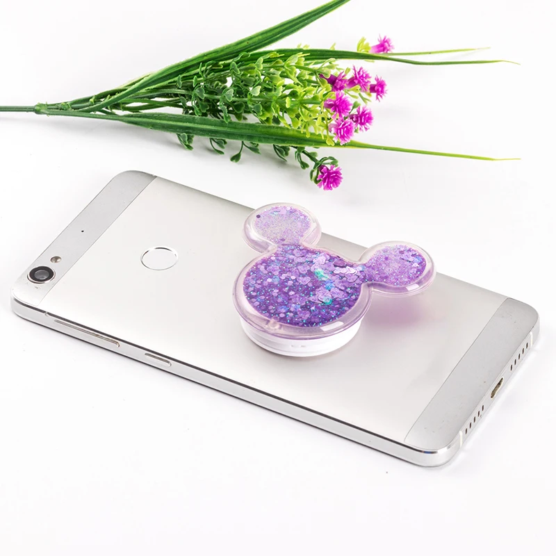 Cute Glitter Quicksand Pocketsocket Finger Grip Phone Holder for IPhone X Samsung Pocket Socket Air Bag Cell Bracket Stand