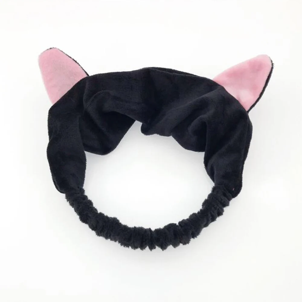 Black Ear Новинка OMG буквы коралловый флис мытье лица ободок с бантиком для женщин девушек держатели головных уборов резинки для волос аксессуары для волос в виде тюрбана - Цвет: Black Ear