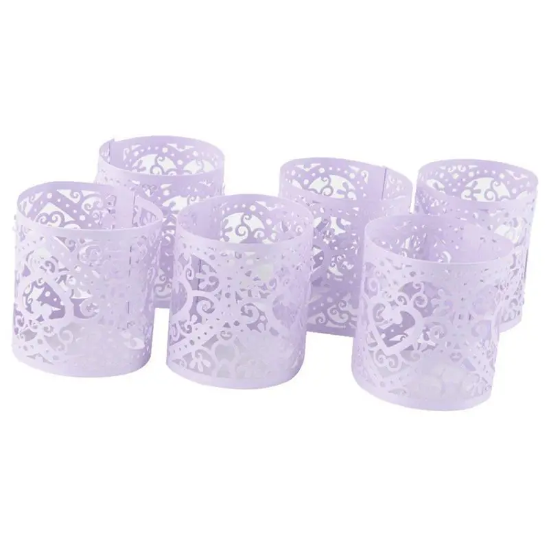 

Lot of 6pcs LED Candle Lampshade Pattern Heart Ajoure Decoration for Christmas Wedding (Purple)