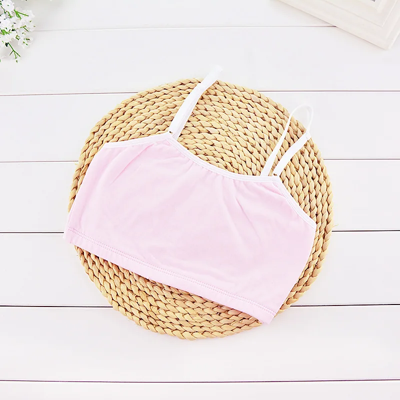 thin pink Летние топы с бретельками для девочек; Спортивное нижнее белье для девочек-подростков; хлопковый спортивный бюстгальтер для девочек; детский бюстгальтер; детская майка; майки для подростков - Цвет: thin pink