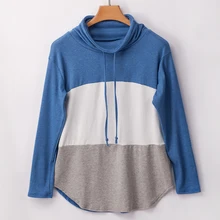 Новые осенние женские толстовки с длинным рукавом для скейтбординга, Лоскутные Полосатые толстовки, повседневные толстовки с капюшоном и высоким воротником, необычные спортивные топы