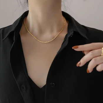 

YUN RUO New Arrival Gold Twisted Chain Choker Necklace European Woman Jewelry Fashion Titanium Stainless Steel Accessory Hip-hop
