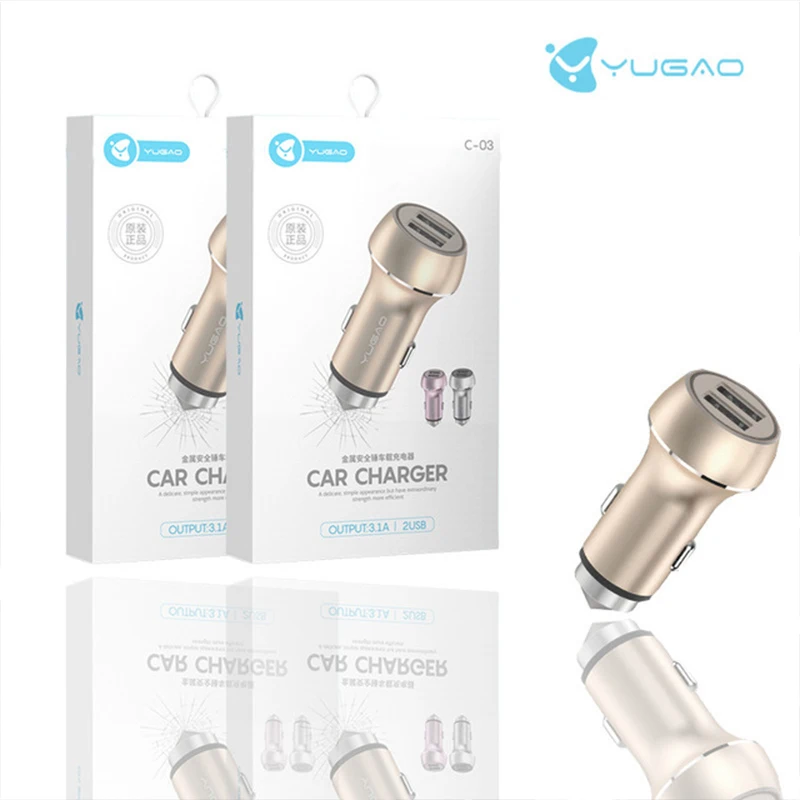 2USB автомобильное зарядное устройство 3.1A металлическое быстрое зарядное устройство для автомобиля мини умный автомобильный прикуриватель