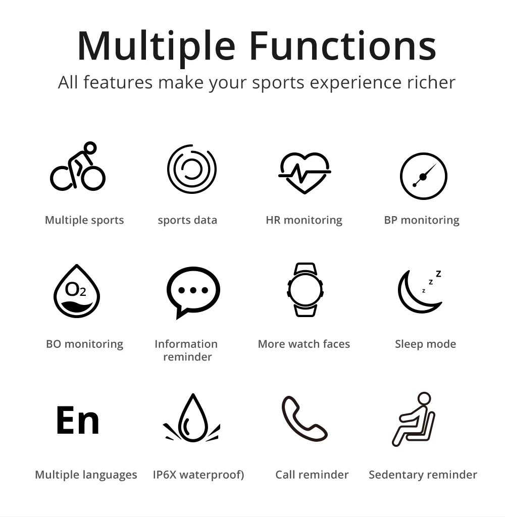Fitness Tracker Bluetooth Smart Watch Heart Rate Monitor multi-sports mode ip68 Waterproof outdoor use phone Watch for Android