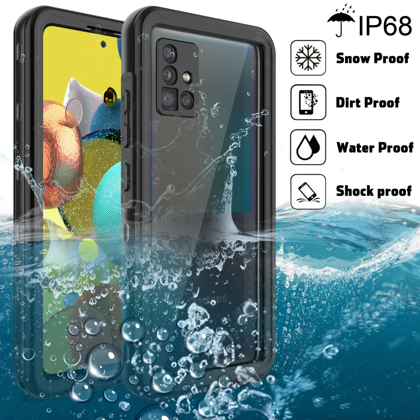 Для Samsung Galaxy A51 5G водонепроницаемый тонкий чехол с полной защитой экрана |