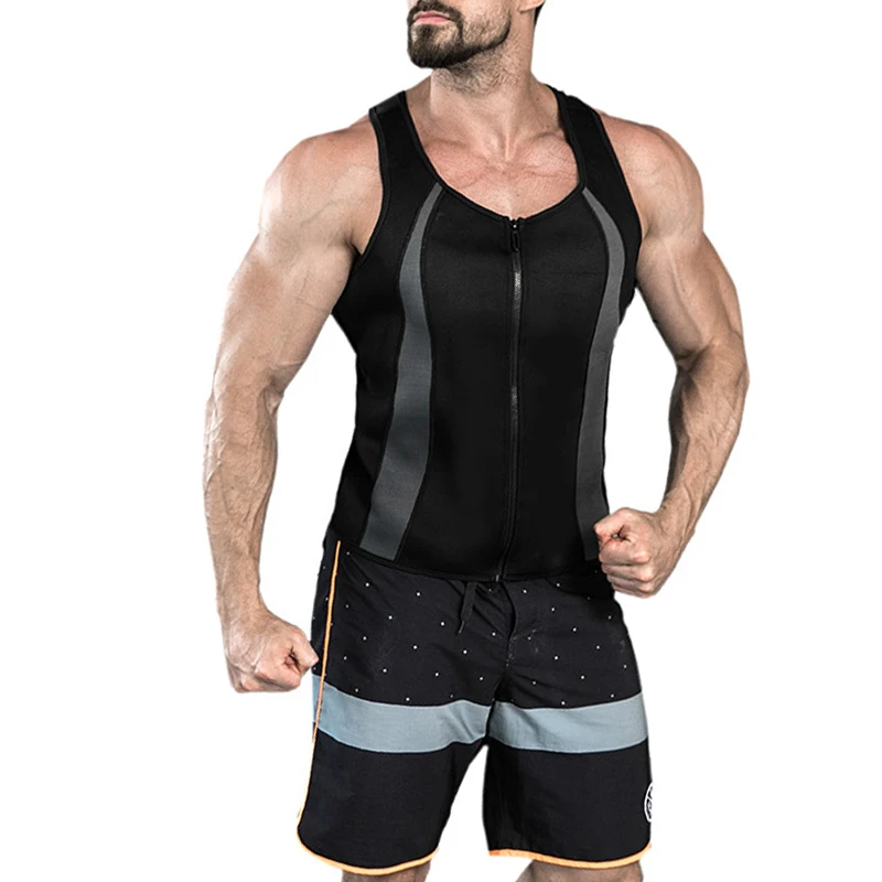 На молнии для мужчин поясной тренировочный жилет для похудения и похудения черный shapжилет для похудения, формирующий корсеты - Цвет: Black