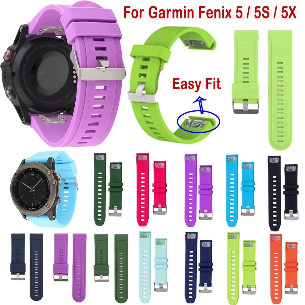 26 22 мм ремешок для часов Garmin Fenix 5 5X 5S 3 HR Plus быстросъемный силиконовый Easyfit |