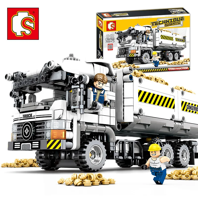 Sembo Technic, городской перевозчик, строительные блоки для грузовиков, наборы, кирпич, совместимый для Leged Engineering Dirt Truck In Blocks