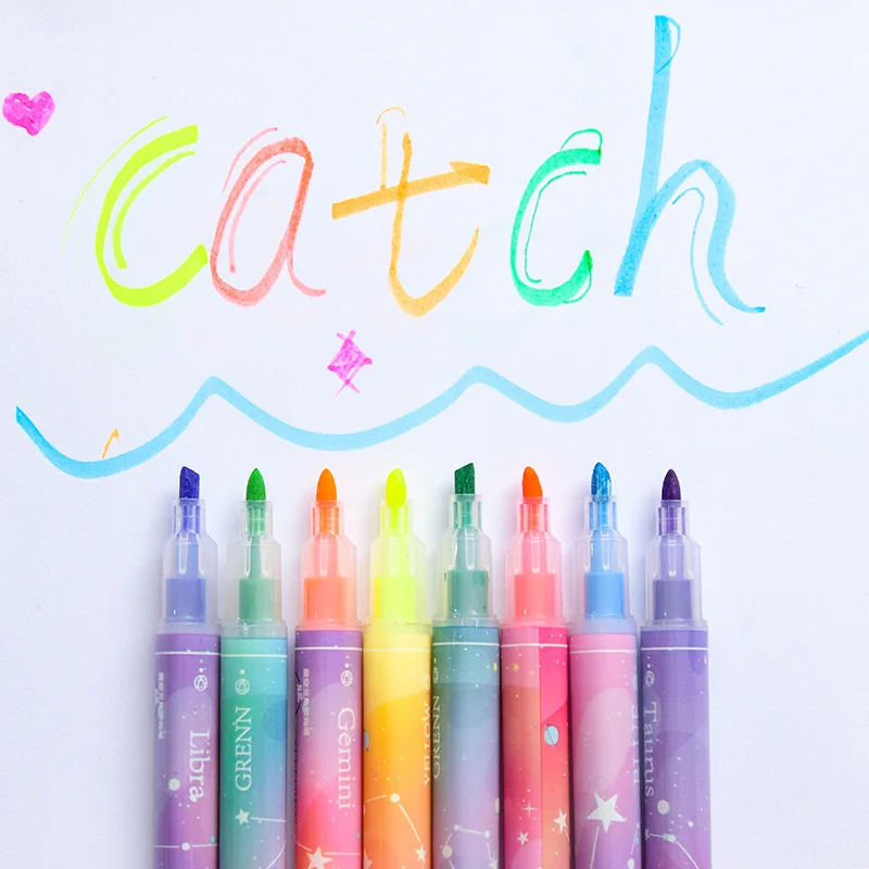 Звездные двухголовые жидкие цветные яркие маркеры ярких цветов Рекламные