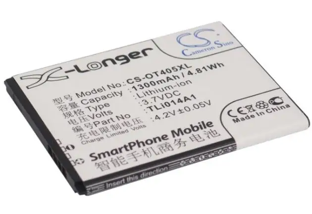 Cameron sino 1300 мАч батарея для ALCATEL Работает с любым оператором, 4013X 4028S-2AALUS1 5020D-2BALDE A460G A460GB в одно касание 4005D 5020D 5020T 5020X