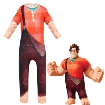 

Boys Wreck It Ralph 2 JONES Cosplay Costume Kids Boy Plaid Jumpsuits Ralph Breaks the Internet Halloween Fancy Clothes C34623CH