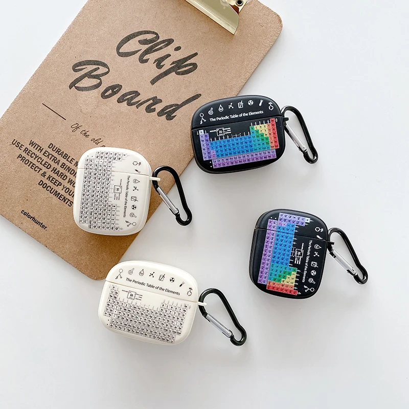 Chemistry Periodic Table Elements Case For Apple AirPods 1 2 Pro 3 2021 Wireless Bluetooth Headset Student Knowledge Cover Coque |