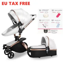 Роскошная Высокая детская коляска 2 в 1, прогулочная коляска для путешествий, для новорожденных, Европейское кожаное автомобильное кресло, коляска на колесиках, европейская налоговая