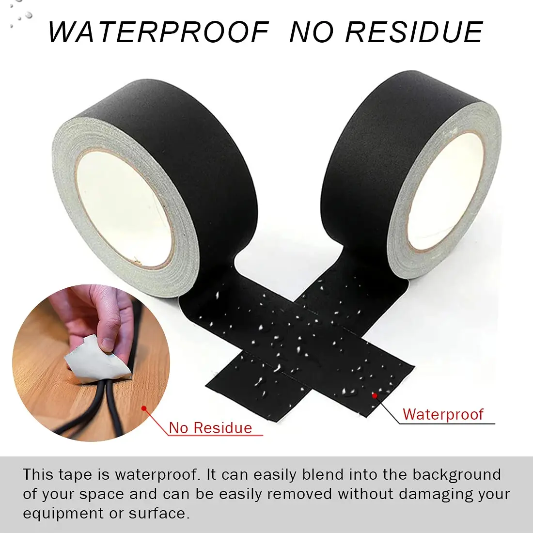 10m Gaffer Tape No Residue Non-Reflective Tear Book Repair