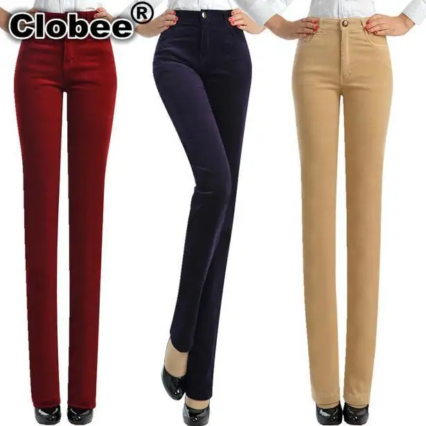 Pantalon осенние и зимние прямые jwomen Брюки бархатные брюки размера плюс 7xl Вельветовые женские брюки с эластичной талией