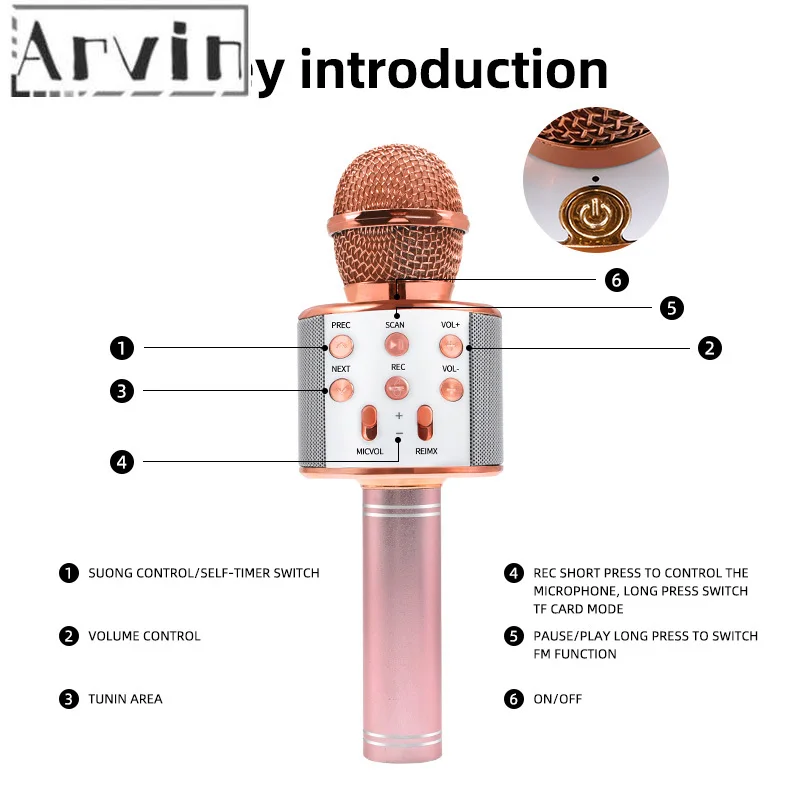 Bluetooth Karaoke Microphone Wireless Microphone Professiona Speaker Handheld Microfone Player Singing Recorder Mic