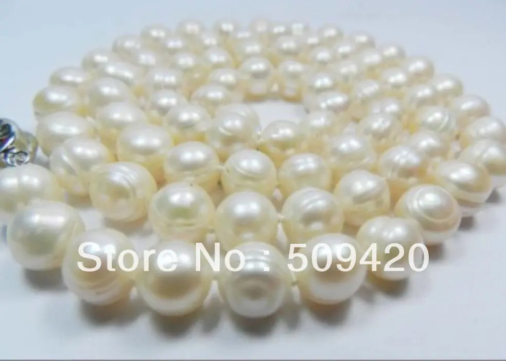 Shipping9-10mm ожерелье из белого культивированного жемчуга Akoya 18"