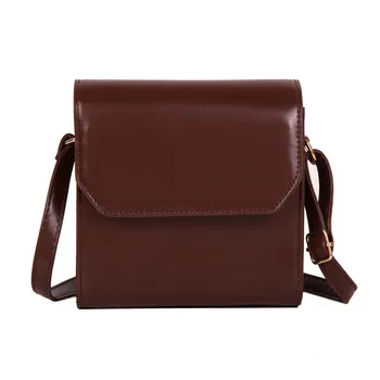 

Small Square Bag Female Slung Fashion Simple One Shoulder Pu Bag Wild Casual Retro Handbag Dark Brown