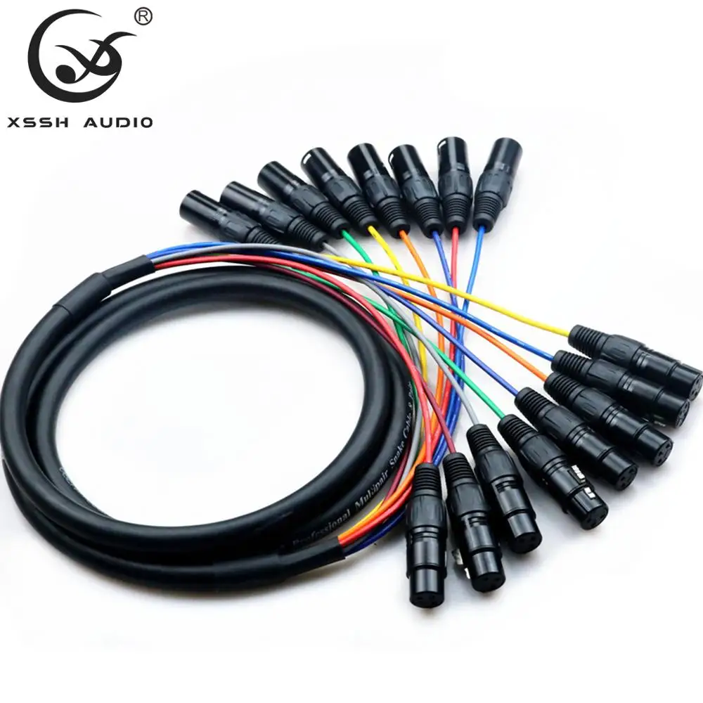 US $43.65 XSSH Audio MF 8 Channel Professional MultiMedia Snake Cable 8 Pairs Male To Female 3 Pin XLR Balanced Audio Extension Cord