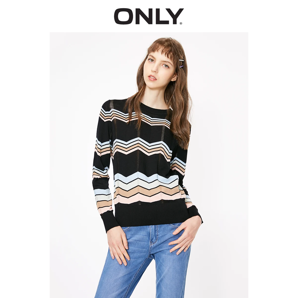 Ceny Tylko jesienno zimowy prosty krój w różnych kolorach paski wycięcia sweter dzianinowy | 119124519