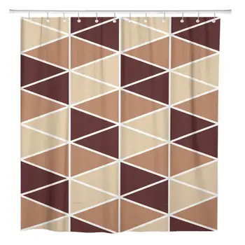 

72"x72" Shower Curtain Waterproof Polyester Fabric Abstract Geometric Pattern Made of Dark and Light Brown Decorative Bathroom