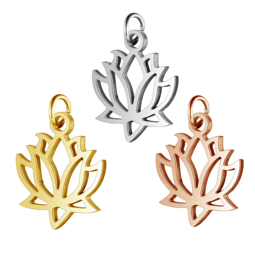 

Without Chain Gold/Rose/Steel Lotus Stainless Steel Pendant for Charm Jewelry Making Findings Accessories DIY Necklaces&Bracelet
