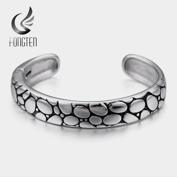 

Fongten Retro Bangle Men Wide Stainless Steel Opening Cuff Bangles Male Fashion Jewelry