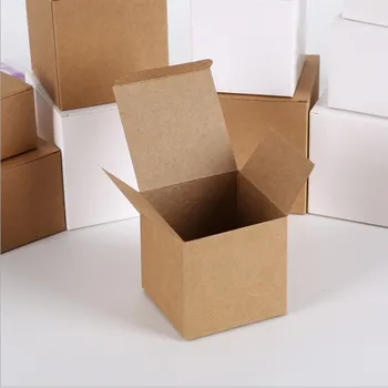 

50pcs- 5*5*5cm White Paper Kraft Paper Candy box cosmetic handcrafts DIY box Gift packaging