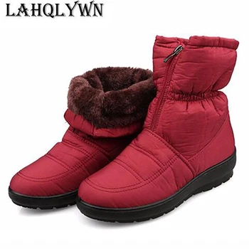 

Fashion Winter Women Boots Female Waterproof Zip Ankle Boots Warm Snow Boots Ladies Shoes Woman Botas Mujer Plus Size 35-42 C064