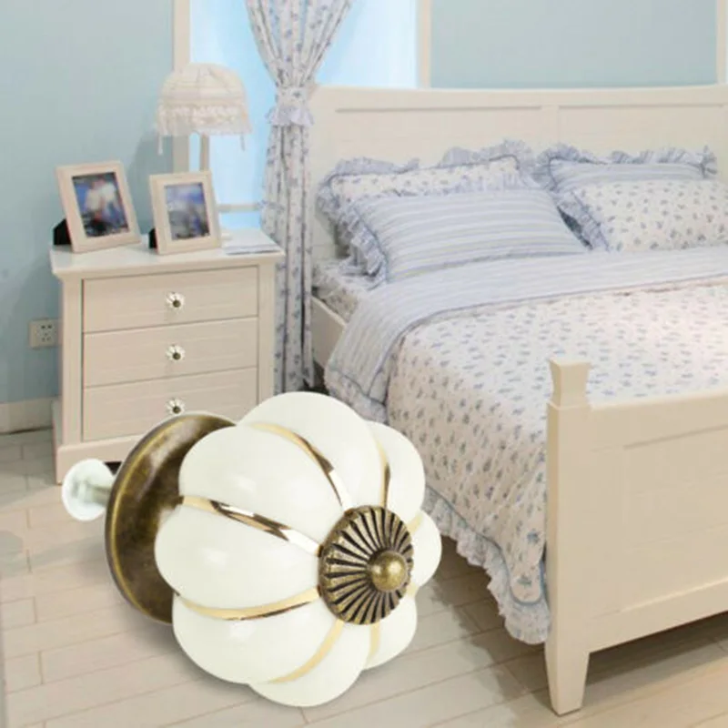 8pcs Retro Minimalist Ceramic Cupboard Cabinet Door Knobs Drawer Pull Set