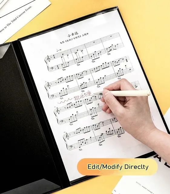 Dépliant anti-reflet pour dossier de partition de piano, produits de  classement, feuilles de musique A4, notes de musique modifiables -  AliExpress