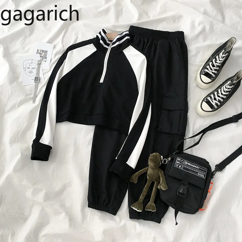 

Gagarich Sports Women Suit Spring 2020 New Style Dress Korean Short Hoodie Elastic Waist Harem Pants Two Piece Set