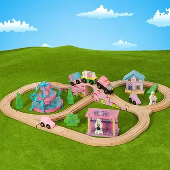 

Wooden Train Set Kids Wooden Railway Magic Track Flexible Wood Trains Transit Wood Train Railway Electric Toy Trains For Kids