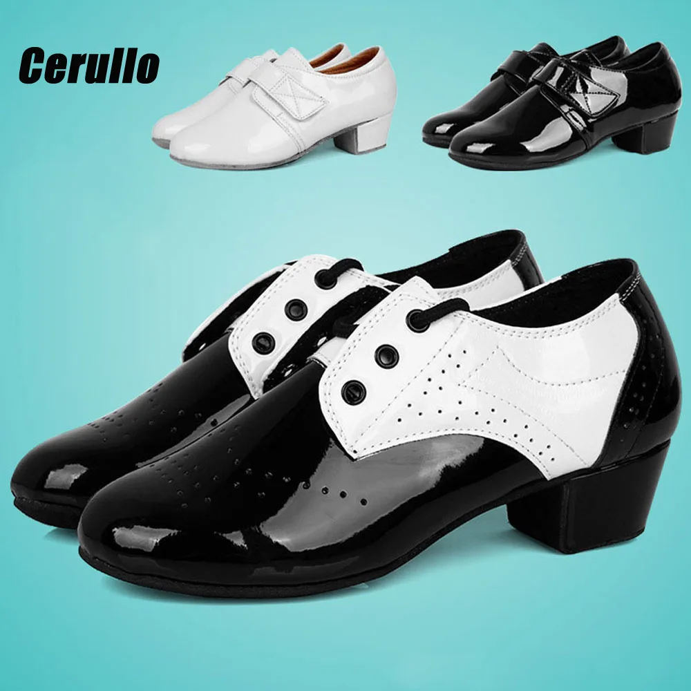 

Men's Latin Dance Shoes New Modern Black/White PU Tango Salsa Rumba Man dance shoes For Boys Kids Children Adult Wholesale C66