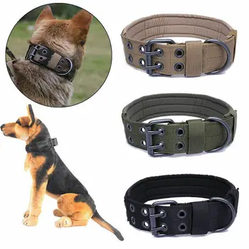 

1PC Military Tactical Adjustable Dog Training Collar Nylon Leash Metal Buckle M-XL