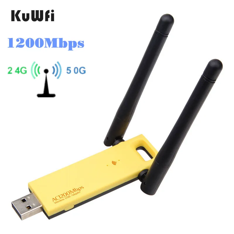 KuWFi беспроводной USB Wifi адаптер 1200 мбит/с двухдиапазонный 2 4G & 5G донгл сетевая карта