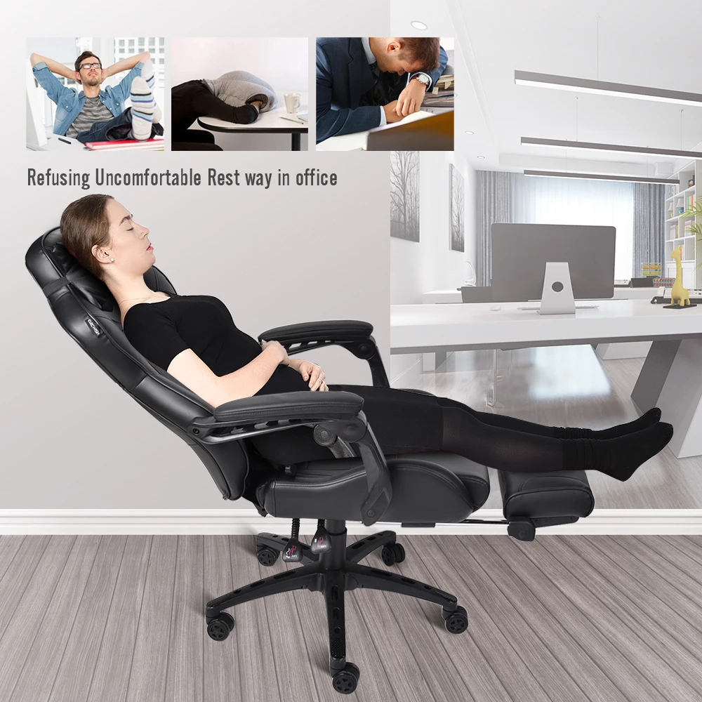  Massage Gaming Chair High-Back Ergonomic Pu Leather Racing Computer Task Seat