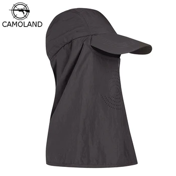 

CAMOLAND Full Face Cover Bucket Hat Women Man Outdoor UV Protection Sun Hat With Neck Flap Male Hiking Fishing Cap Anti-mosquito