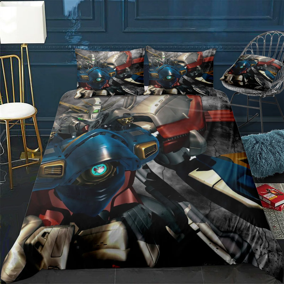 Gundam Robot Smoke Effect Duvet Cover Comfortable Quilt Home Decora Design Universal Bedding Set Bedclothes+Pillowcase 3pcs | Дом и сад