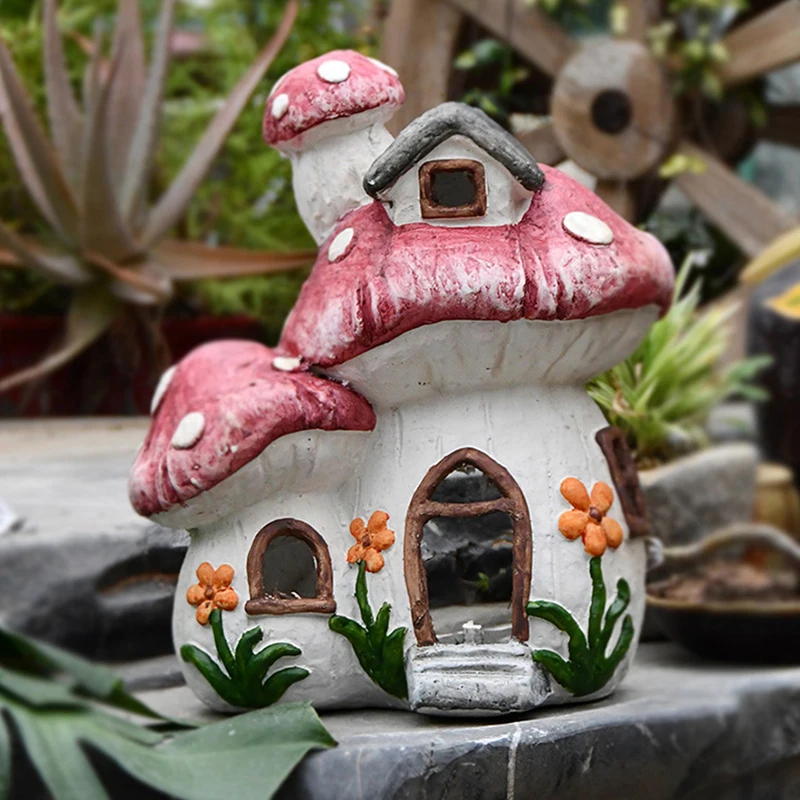 

Mushroom House Garden Sculpture Gardening Decor Statue Resin handmade Landscaping Crafts Outdoor Courtyard Lawn Decoration