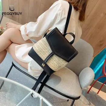 

Women Summer Fashion PU Backpack Handbag Drawstring Rattan Small Bag School Bags For Teenage Girls Backpack Women Dropshipping