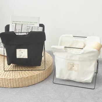 

Household Iron Storage Basket Fabric Folding Portable Storage For Home Kitchen Living Room Cosmetic Sundries Storage Basket