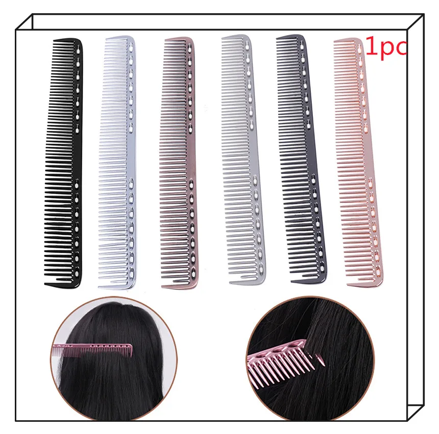 HOT 1pc Hairdressing & Barbers Salon Combs Fashion Men Women Aluminum Metal Cutting Comb Hair Anti-static 7colors
