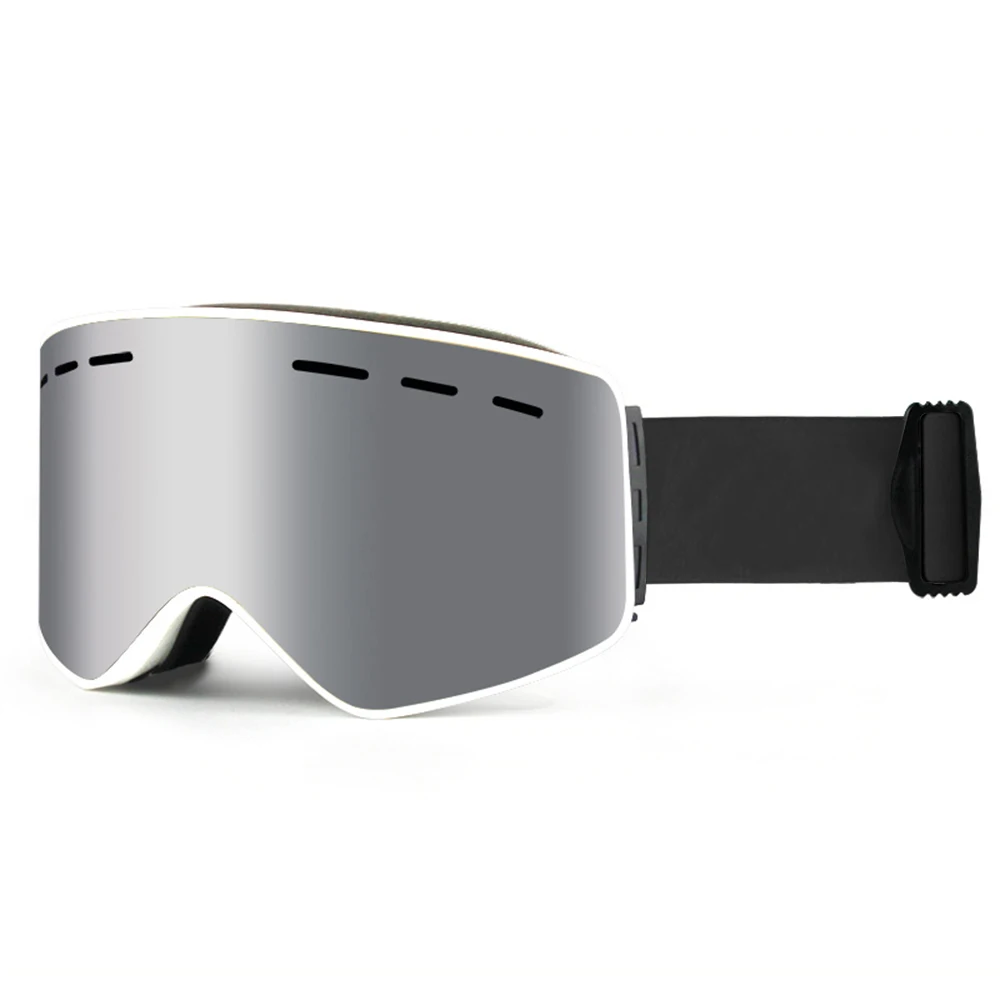HD vision лыжные очки с Магнитная линза скейтборд лыжный Анти-Туман UV400 сноуборд очки для мужчин женщин лыжные очки - Цвет: White and Silver