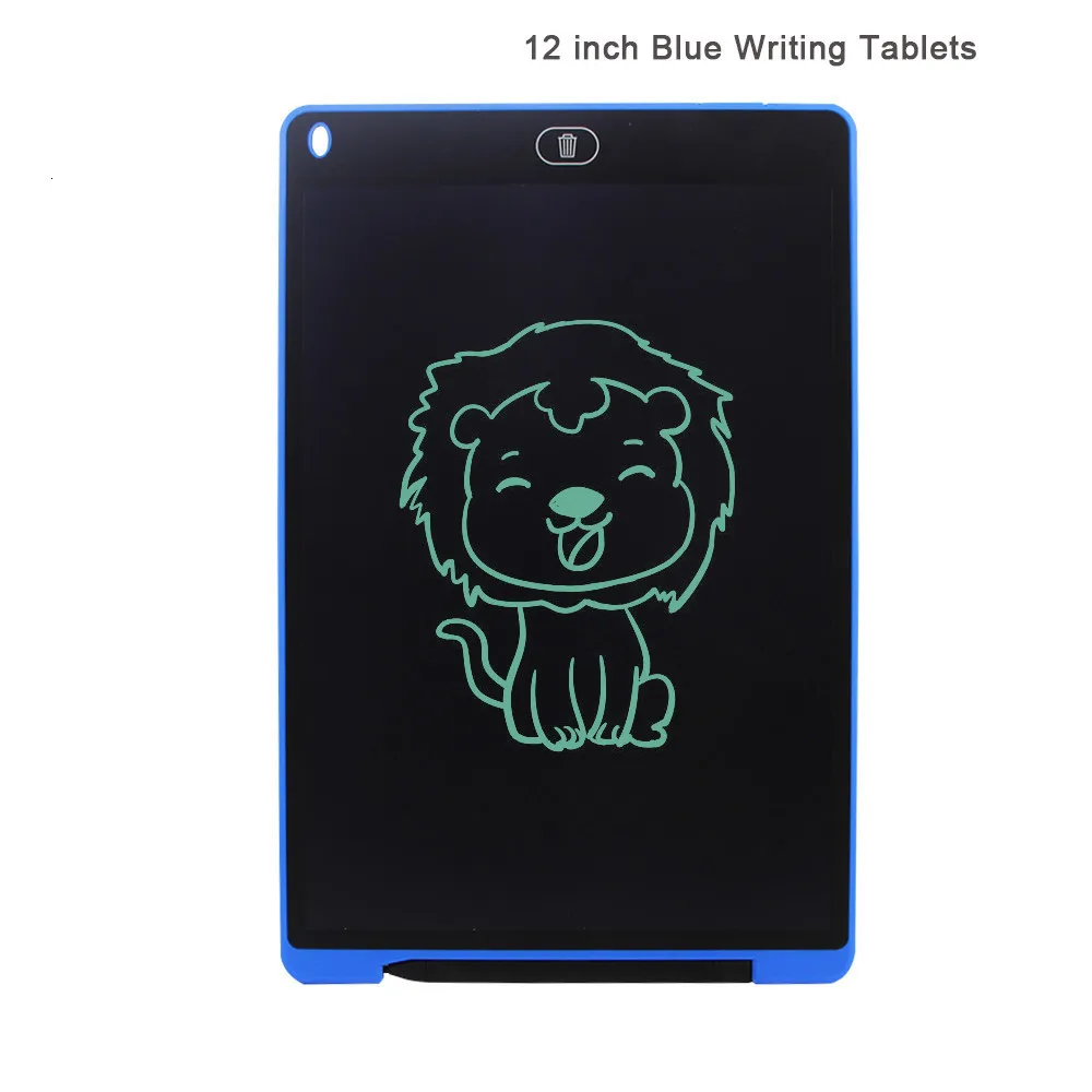 12 10 дюймов ЖК-планшет для письма электронные цифровые графические планшеты блокнот для рукописного ввода сенсорные доски для рисования сообщений для детей Подарки - Цвет: 12 inch Blue Tablet